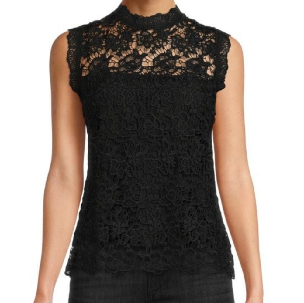 NWOT Nanette Lepore Black Lace Top Size Med